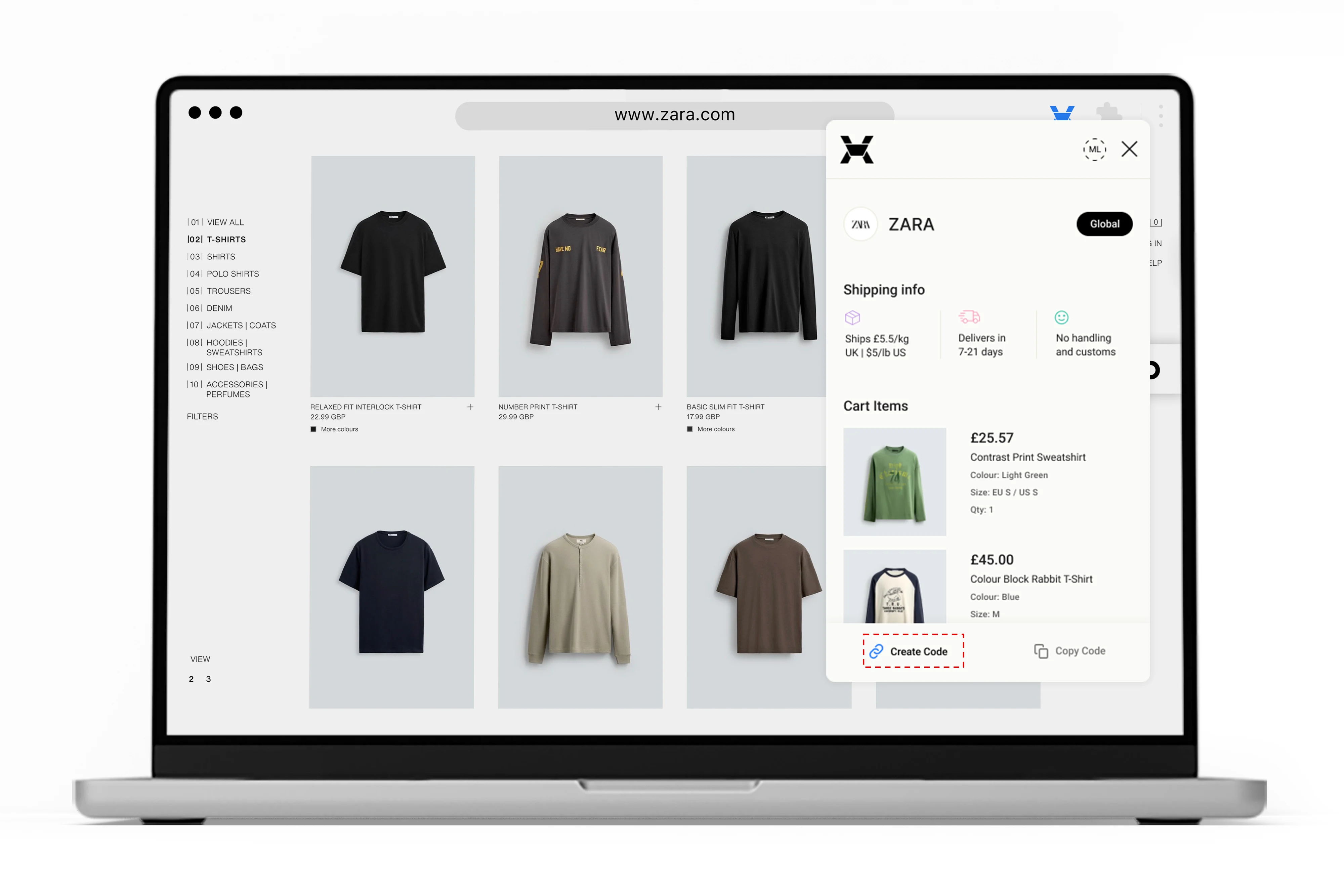 Review cart and <br class="md:hidden lg:block"/> generate code-image